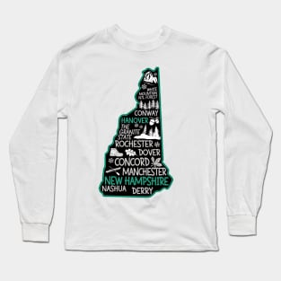 New Hampshire Hanover cute map Conway Rochester Dover Manchester The Granite State Long Sleeve T-Shirt